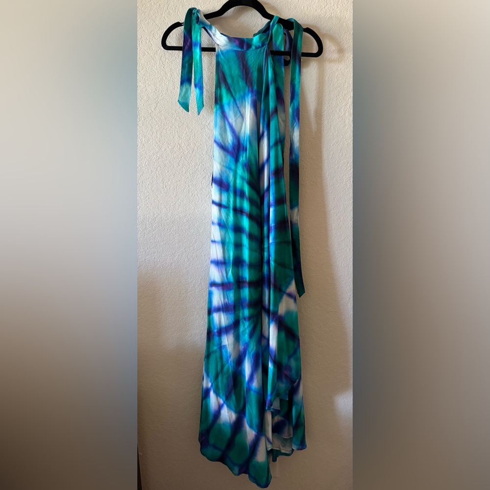 Sea Sage Blue and Green Tie-Dye Maxi Dress
